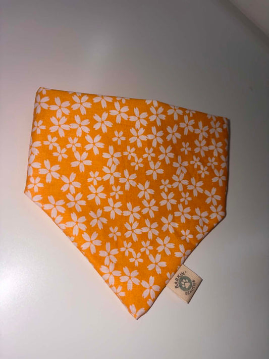 Dog Bandana Yellow Tiny White Flowers