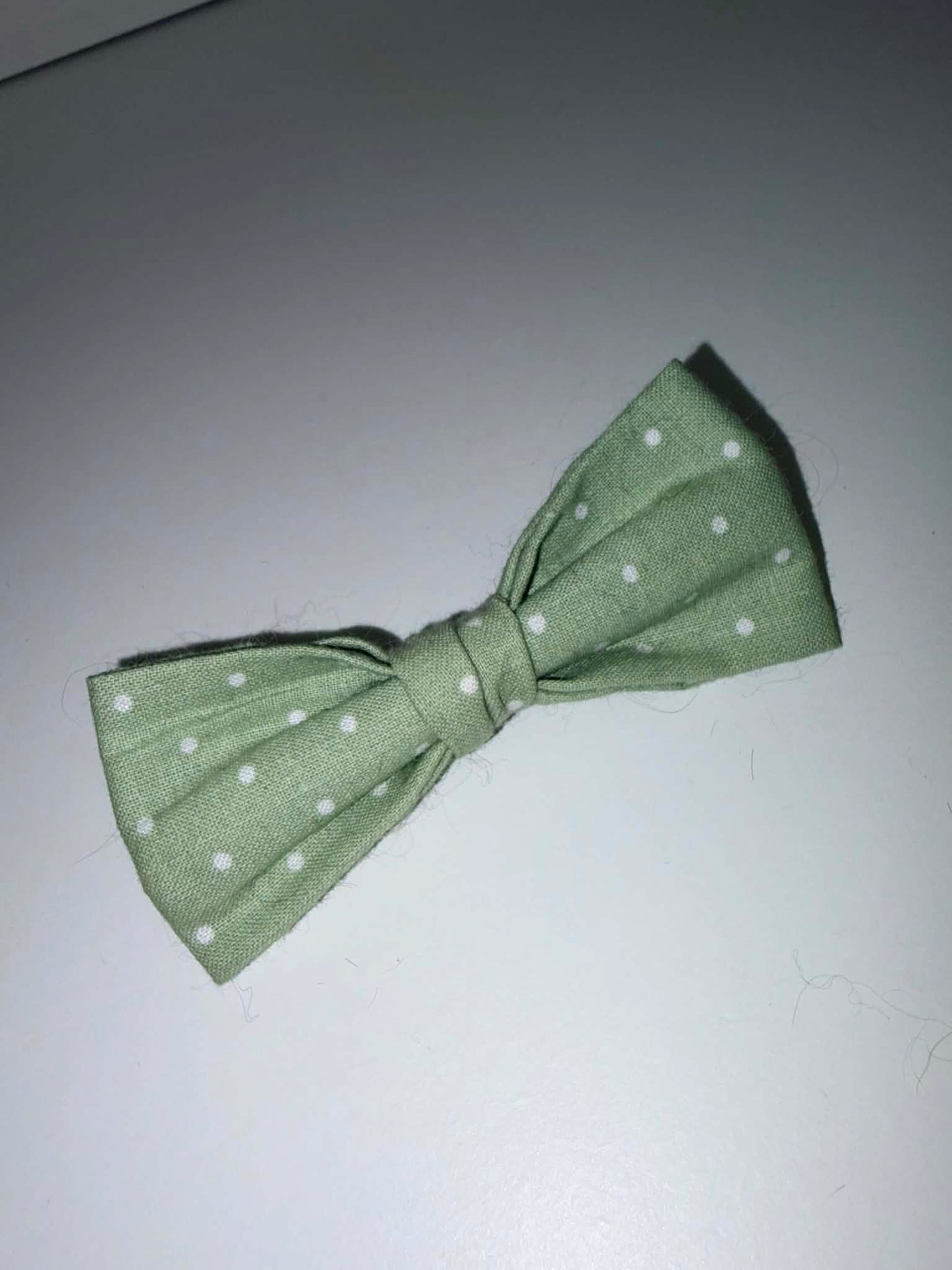 Sage Green Polka Dot Dog Bow