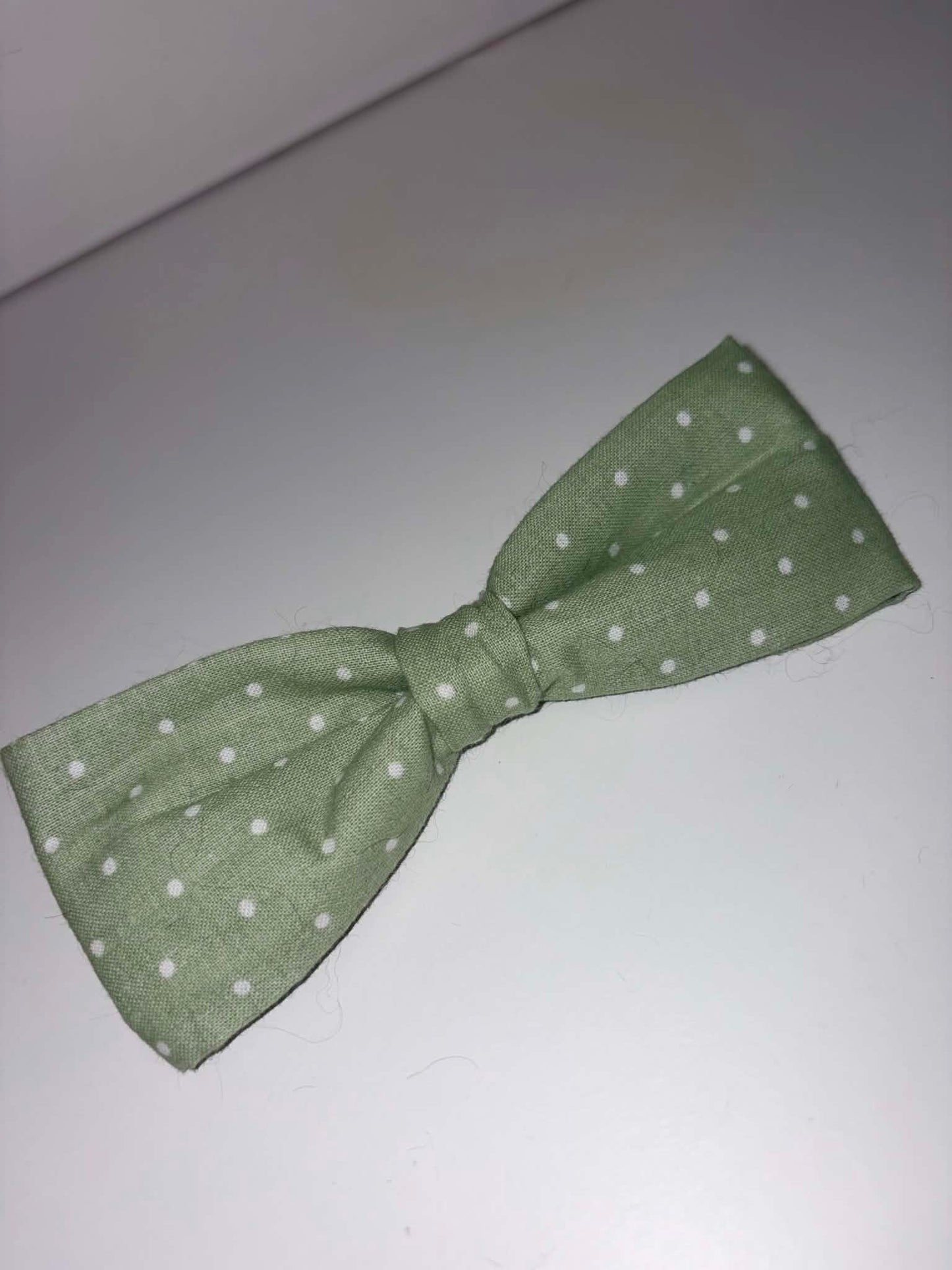 Sage Green Polka Dot Dog Bow