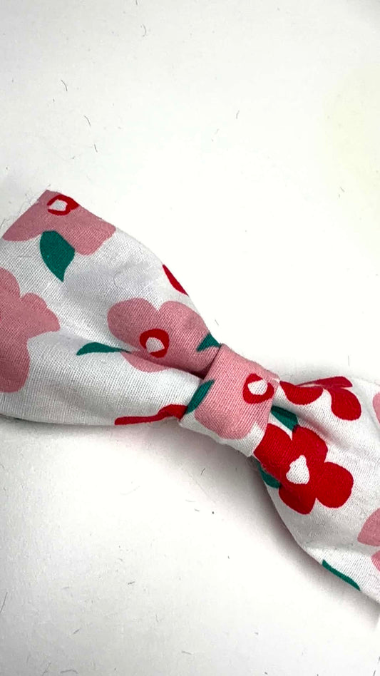 White Floral Dog Bow