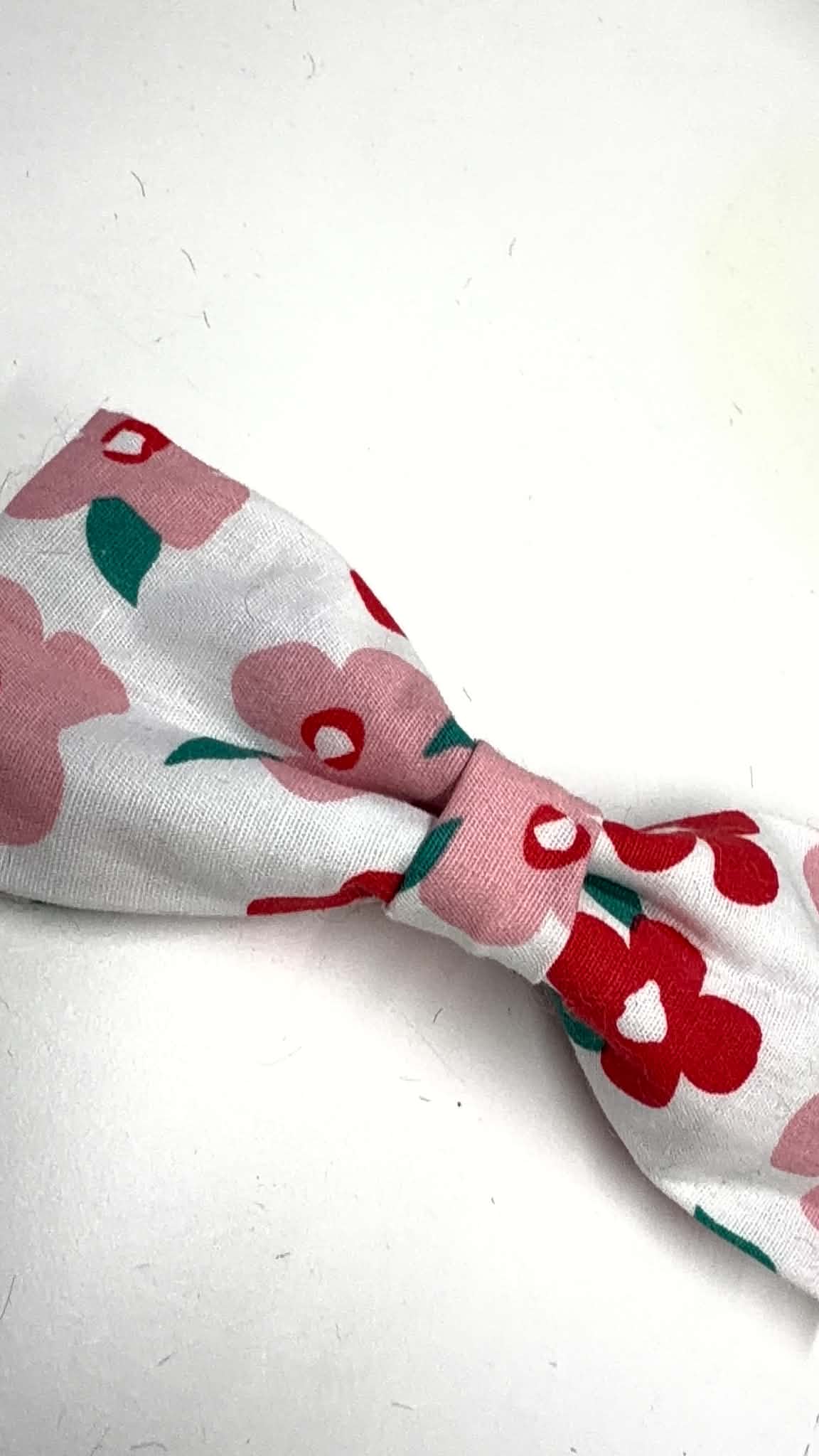 White Floral Dog Bow