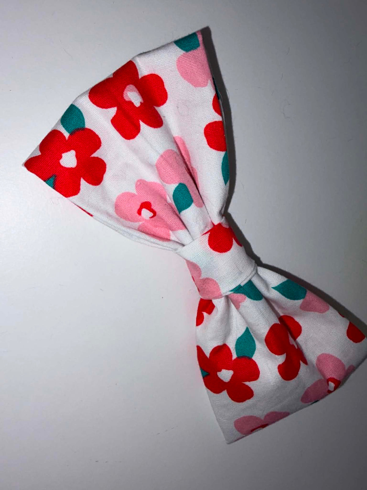 White Floral Dog Bow