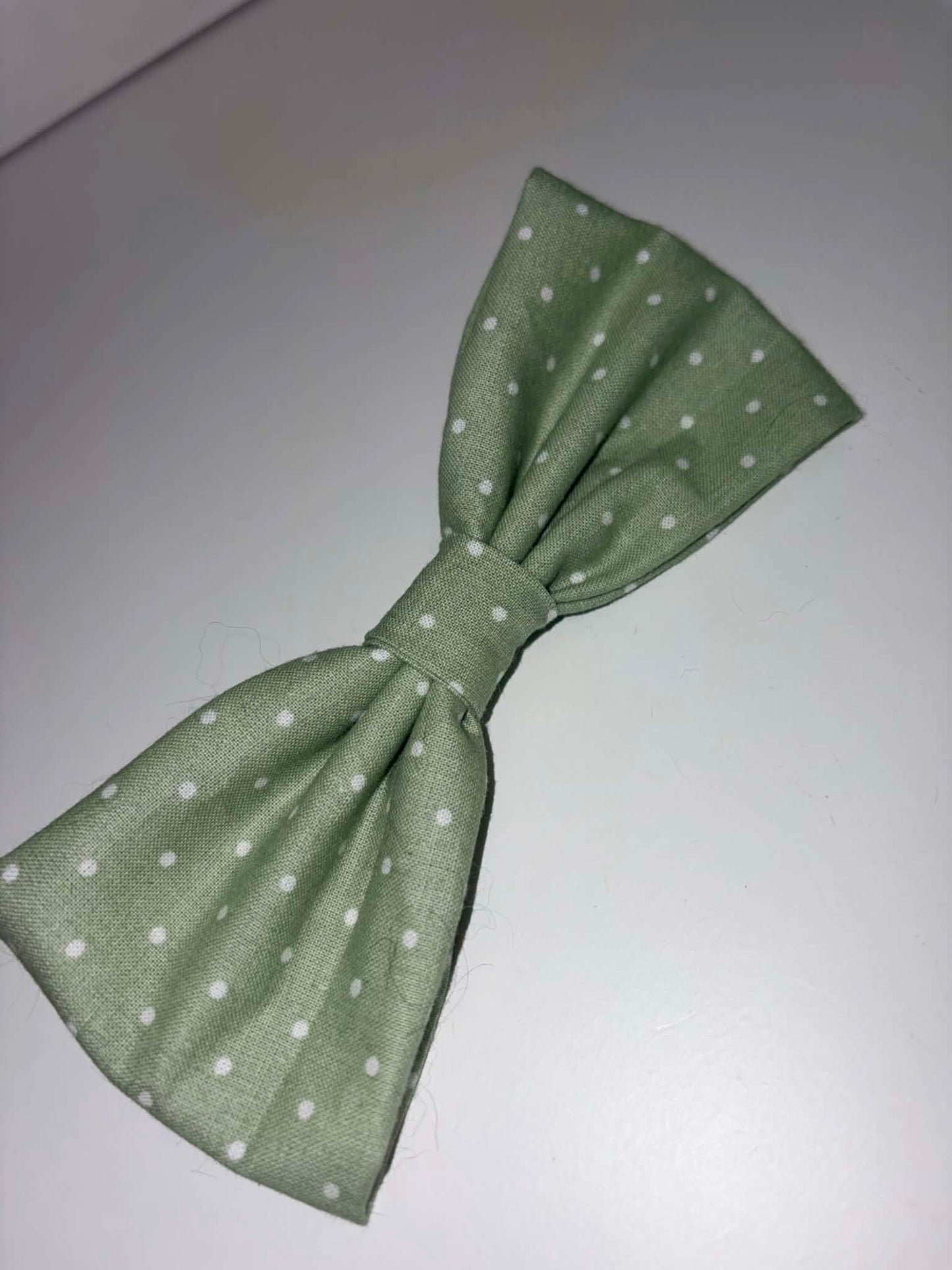 Sage Green Polka Dot Dog Bow