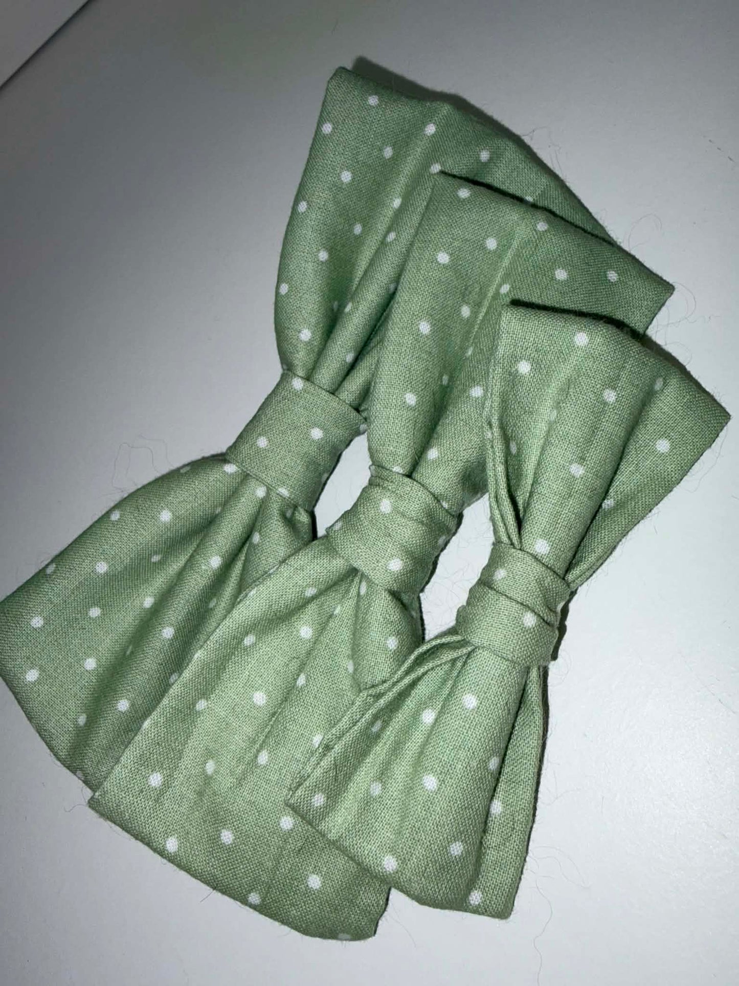 Sage Green Polka Dot Dog Bow